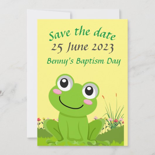 Gelukkige kikker SAVE THE DATE - bewerkbare tekst Kaart (Voorkant)