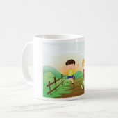 Gelukkige Kinder spelen buitenshuis Koffiemok (Voorkant links)