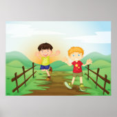 Gelukkige Kinder spelen buitenshuis Poster (Voorkant)