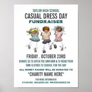Gelukkige kinderen, Casual dansdag Fundraiser Adve Poster