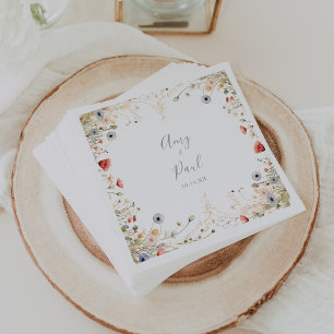 Gelukkige Kleurrijke Boho Wilde Bloemen Bruiloft S Servet