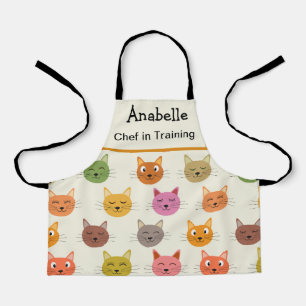 Gelukkige Kleurrijke kawaii Katten chef in opleidi Schort