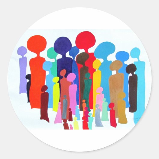 Gelukkige Kleurrijke Mensen Sticker (Voorkant)