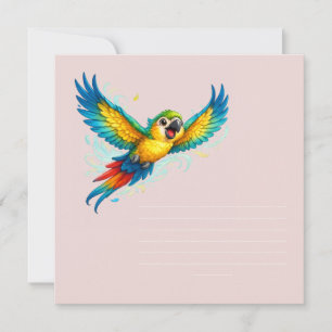 Gelukkige Kleurrijke Papegaai in Vlucht Kawaii Vog Kaart