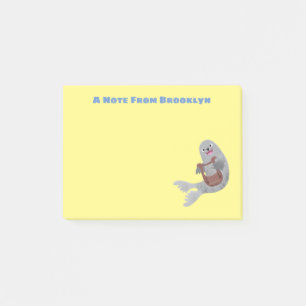Gelukkige knuffelrob cartoon illustratie post-it® notes