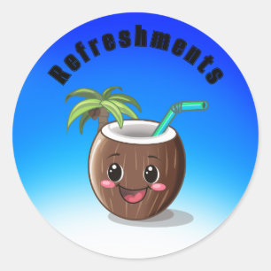 Gelukkige kokosnoot ronde sticker