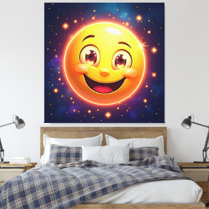 Gelukkige Kosmische Ogen Emoji Canvas Afdruk