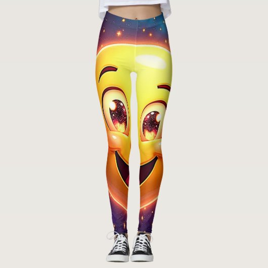 Gelukkige Kosmische Ogen Emoji Leggings (Voorkant)