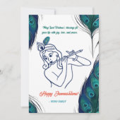 Gelukkige Krishna Janmashtami Peacock Feather Feestdagenkaart (Voorkant)