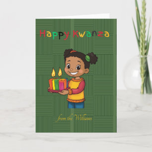Gelukkige Kwanzaa Afrikaanse Meisje Kaars Familie  Feestdagen Kaart
