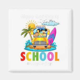 Gelukkige laatste dag schoolbus chauffeur zomervak magneet