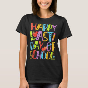 Gelukkige laatste dag van school potlood zomer ler t-shirt