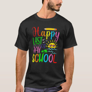 Gelukkige laatste schooldag voor leerlingen en ler t-shirt