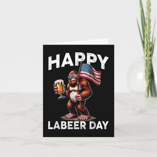 Gelukkige Labeer Dag Labor Day Sasquatch Amerikaan Kaart (Voorkant)