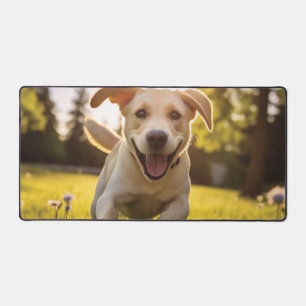 Gelukkige Labrador Puppy Running Bureaumat