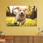 Gelukkige Labrador Puppy Running Canvas Afdruk (Insitu (Woonkamer))