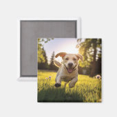 Gelukkige Labrador Puppy Running Magneet (Voorkant / Achterkant)