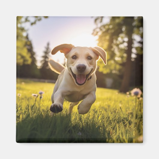 Gelukkige Labrador Puppy Running Magneet (Voorkant)