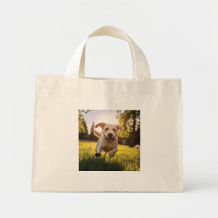 Gelukkige Labrador Puppy Running Mini Tote Bag