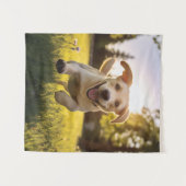 Gelukkige Labrador Puppy Running Wandkleed (Voorkant (horizontaal))