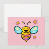 Gelukkige lachende baby bij met bloemen. briefkaart (Voorkant / Achterkant)