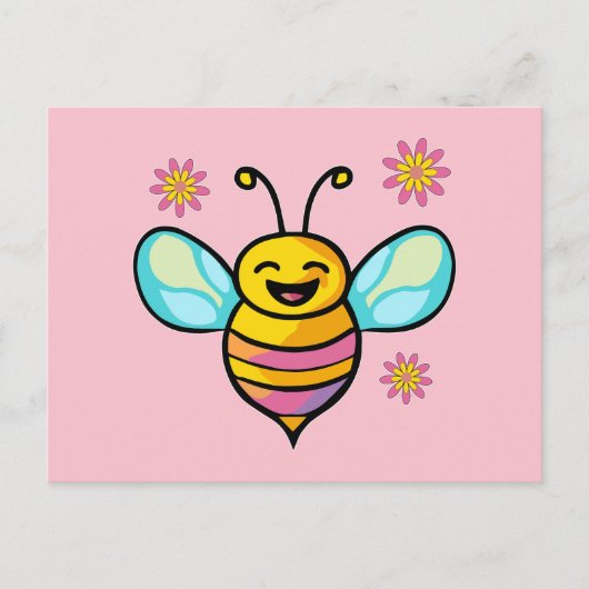 Gelukkige lachende baby bij met bloemen. briefkaart (Voorkant)