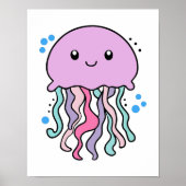 Gelukkige lachende baby kwal met bubbels. poster (Voorkant)