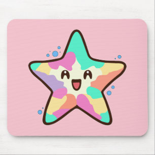 Gelukkige lachende baby zeester met bubbels. muismat