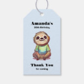 Gelukkige lachende luiaard zitten ontspannen verja cadeaulabel (Voorkant)