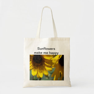 Gelukkige late zomer zonnebloemen tote bag