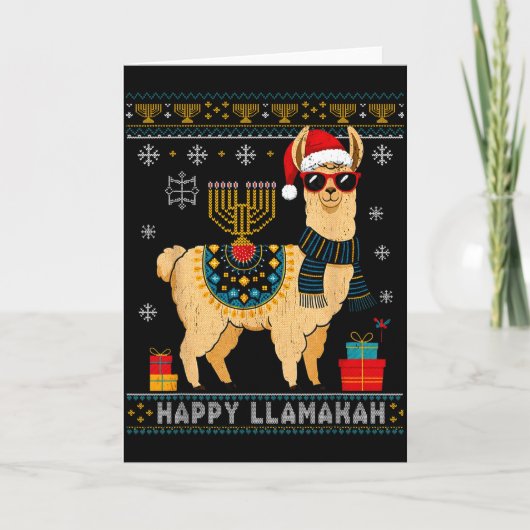 Gelukkige Llamakah Grappige Lelijke Hanukkah Trui Kaart (Voorkant)