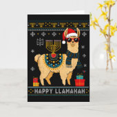 Gelukkige Llamakah Grappige Lelijke Hanukkah Trui Kaart (Gele Bloem)