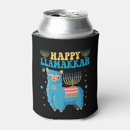 Gelukkige LLamakkah Grappige Joodse Alpaca Hanukka Blikjeskoeler (Blikje Voorkant)