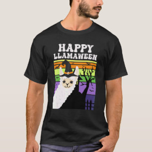 Gelukkige Llamaween Llama Heks Retro Halloween Alp T-shirt