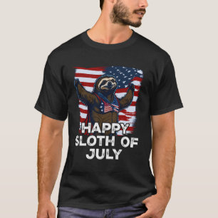 Gelukkige luiaard van juli Grappig 4th van juli vi T-shirt