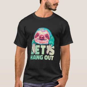 Gelukkige Luiaard Waterverf Laten We Uitgaan Dier T-shirt