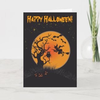 Gelukkige Maan en Heks 2 van Halloween Kaart