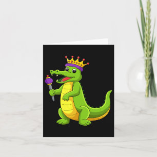Gelukkige Mardi Gras Koning Krokodil Grappige Mard Kaart