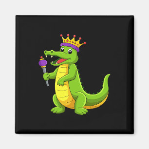Gelukkige Mardi Gras Koning Krokodil Grappige Mard Magneet