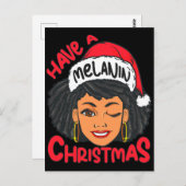 Gelukkige Melanine Kerstmis Merry X-mas Zwart Sist Briefkaart (Voorkant / Achterkant)
