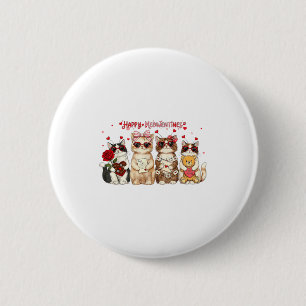 Gelukkige Meowentines Dag Schattige Valentijnsdag Ronde Button 5,7 Cm