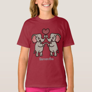 Gelukkige minimalistische olifanten met een hart t-shirt