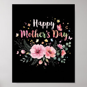 Gelukkige Moederdag 2026 Schattige Bloemen voor Vr Poster