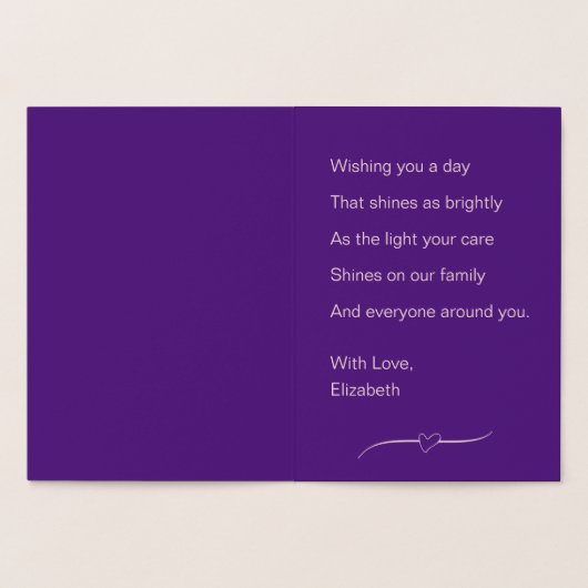 Gelukkige Moederdag aan mijn schoondochter Paarse Folie Kaarten (Binnen)