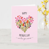 "Gelukkige Moederdag" Aquarel Bloem Hart Kaart (Gele Bloem)