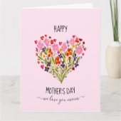 "Gelukkige Moederdag" Aquarel Bloem Hart Kaart (Voorkant)