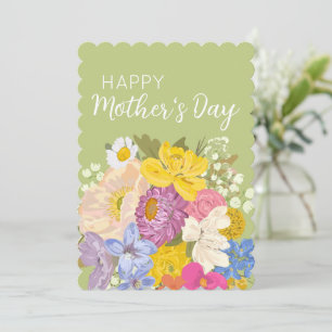 Gelukkige Moederdag Bloeiende Bloemen Feestdagenkaart