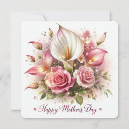 Gelukkige Moederdag Calla Lelies en Rozen Feestdagenkaart