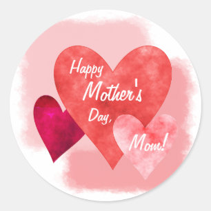 Gelukkige Moederdag drie harten schilderachtig Ronde Sticker