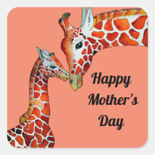 Gelukkige Moederdag Giraffes Vierkante Sticker